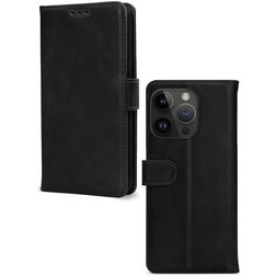 Mobilize Wallet Housse iPhone 14 Pro Etui en Cuir Véritable Porte-Monnaie - Noir
