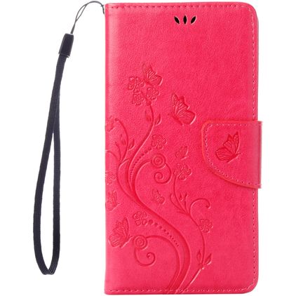 Mobigear Flowers Housse iPhone SE (2022) Etui Porte-Monnaie - Magenta