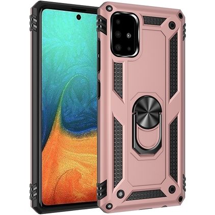 Mobigear Armor Ring Coque Samsung Galaxy A71 Coque arrière Rigide Anti-Chocs avec Anneau-Support - Rose doré
