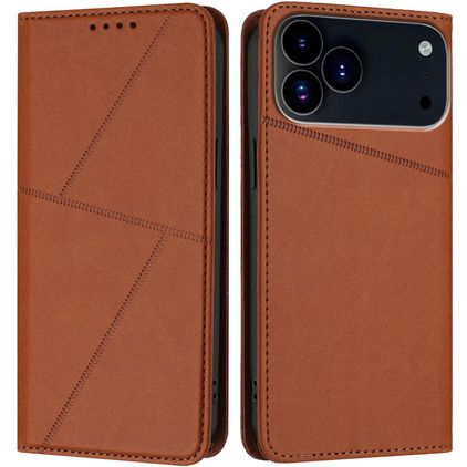 Mobigear Frosted Flip Housse iPhone 17 Pro Etui Porte-Monnaie - Marron