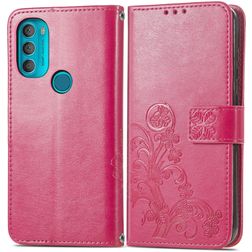 Mobigear Clover Motorola Moto G71 5G Étui Portefeuille - Magenta