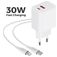 Mobiparts Wall Charger - Double USB / USB-C USB-C 1 mètre Power Delivery 30W 3A - Blanc