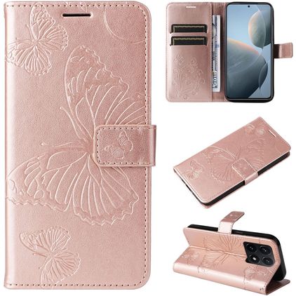Mobigear Butterfly Housse Xiaomi 14T Etui Porte-Monnaie - Rose doré