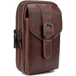 Mobigear Etui de ceinture (max 17 cm x 11 cm) - Pochette de ceinture - Holster - Marron