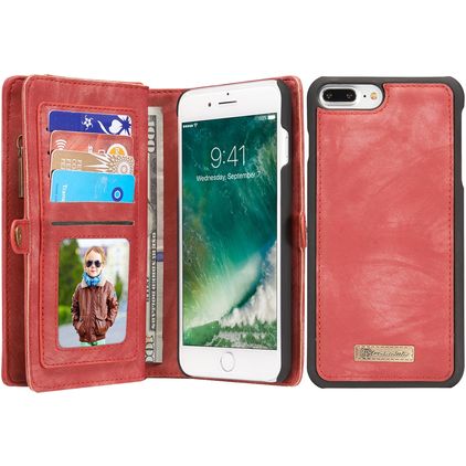 CaseMe 008 iPhone 8 Plus Coque Étui 2en1 avec coque amovible Portefeuille - Rouge