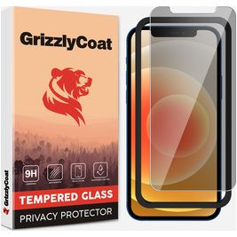 GrizzlyCoat Easy Fit AntiSpy iPhone 12 Pro Verre trempé Protection d'écran Confidentialité - Compatible Coque + Cadre d'installation