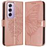 Mobigear Butterfly Housse OPPO Reno 12 Pro Etui Porte-Monnaie - Rose doré