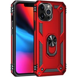Mobigear Armor Ring Coque iPhone 13 Pro Coque arrière Rigide Anti-Chocs avec Anneau-Support - Rouge