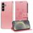 Mobigear Flowers Housse Samsung Galaxy S25 Etui Porte-Monnaie - Rose doré
