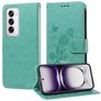 Mobigear Flowers Housse OPPO Reno 12 Pro Etui Porte-Monnaie - Vert