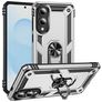 Mobigear Armor Ring Coque Samsung Galaxy S25 Edge Coque arrière Rigide Anti-Chocs avec Anneau-Support - Argent