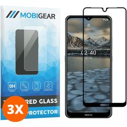 Mobigear Premium Nokia 2.4 Verre trempé Protection d'écran - Compatible Coque - Noir (Lot de 3)
