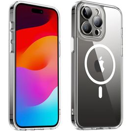 Valenta Trend Coque iPhone 14 Pro Max MagSafe Coque arrière Rigide - Transparent / Blanc