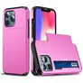 Mobigear Card Coque iPhone 13 Coque arrière Rigide Anti-Chocs avec Porte-Cartes - Rose