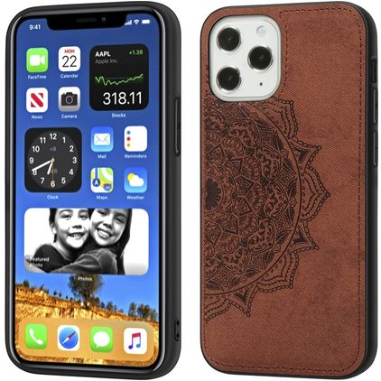 Mobigear Mandala Coque iPhone 12 Pro Max Coque arrière Rigide - Marron