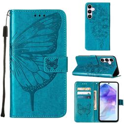 Mobigear Butterfly Housse Samsung Galaxy A55 Etui Porte-Monnaie - Bleu