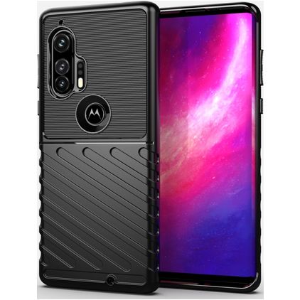Mobigear Groove Coque Motorola Edge Plus Coque arrière en TPU Souple - Noir