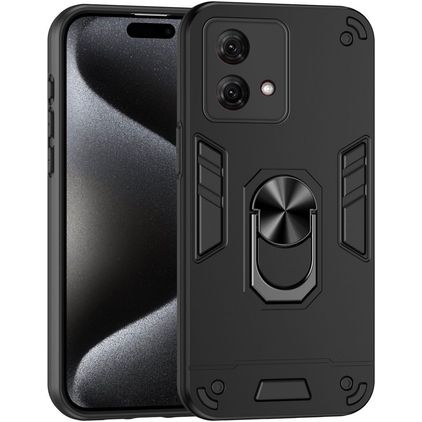 Mobigear Armor Ring Coque Motorola Moto G84 Coque arrière Rigide Anti-Chocs avec Anneau-Support - Noir