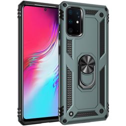 Mobigear Armor Ring Samsung Galaxy S20 Ultra Plastique rigide Coque arrière Antichoc avec bague de maintien - Vert