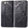 Mobigear Butterfly Housse iPhone SE (2020) Etui Porte-Monnaie - Noir