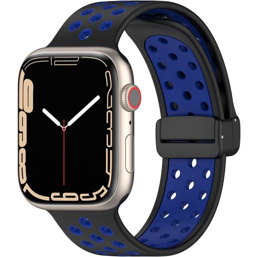 Mobigear Sport Plus Mag Bracelet Silicone Apple Watch Fermeture magnétique - 49/46/45/44 mm - Noir / Bleu