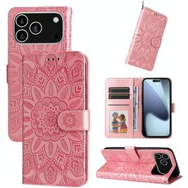 Mobigear Sunflower Housse iPhone 17 Pro Etui Porte-Monnaie - Rose
