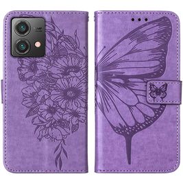 Mobigear Butterfly Housse Motorola Moto G84 Etui Porte-Monnaie - Violet