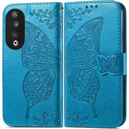 Mobigear Butterfly Housse HONOR 90 Etui Porte-Monnaie - Bleu