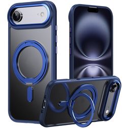 Mobigear Frosted Mag iPhone Air MagSafe Plastique rigide Coque arrière avec béquille - Bleu