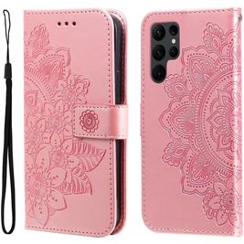 Mobigear Flowers Housse Samsung Galaxy S23 Ultra Etui Porte-Monnaie - Magenta
