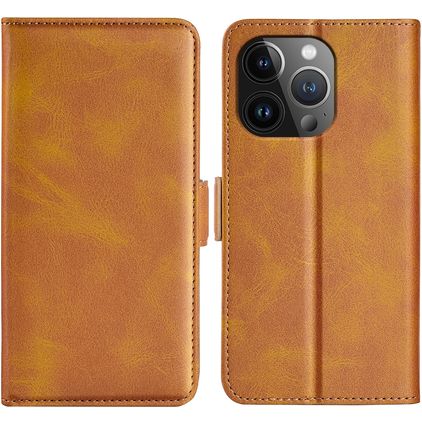 Mobigear Slim Magnet iPhone 15 Pro Max Étui Portefeuille - Cognac