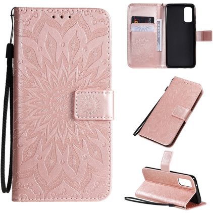 Mobigear Sunflower Housse Samsung Galaxy S20 Etui Porte-Monnaie - Rose doré