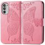 Mobigear Butterfly Housse Motorola Moto G82 Etui Porte-Monnaie - Rose