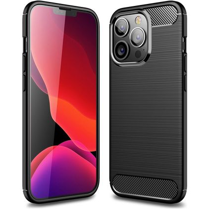 Mobigear Brushed Slim Coque iPhone 13 Pro Max Coque arrière en TPU Souple - Noir