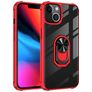 Mobigear Crystal Ring iPhone 14 Pro Plastique rigide Coque arrière avec bague de maintien - Transparent / Rouge