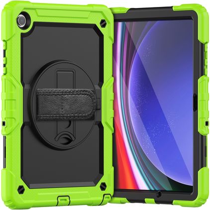 Mobigear SureGrip Xtreme Coque Samsung Galaxy Tab A11 Plus Coque arrière en Plastique rigide,Silicone + Bandoulière + Support Amovible - Vert