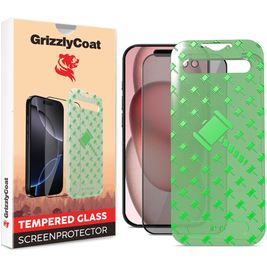 GrizzlyCoat Easy Align AntiSpy iPhone 16 Verre trempé Protection d'écran Confidentialité - Compatible Coque + Cadre d'installation - Noir