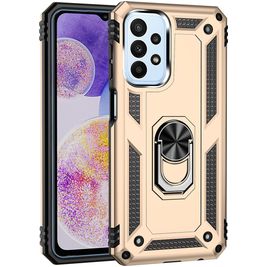 Mobigear Armor Ring Coque Samsung Galaxy A23 Coque arrière Rigide Anti-Chocs avec Anneau-Support - Or