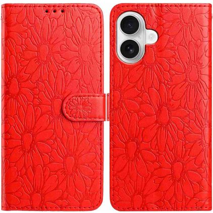 Mobigear Flowers Housse iPhone 17 Etui Porte-Monnaie - Rouge