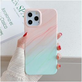 Mobigear Marble Coque iPhone 12 Pro Max Coque arrière en TPU Souple - Bleu / Rose
