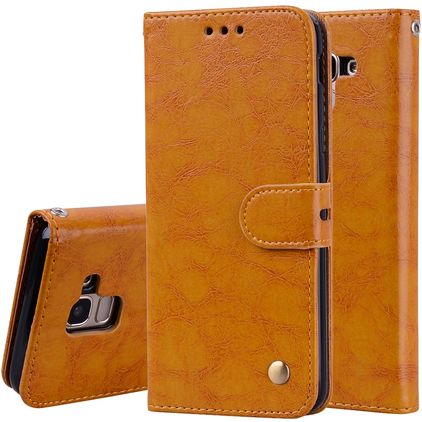 Mobigear Wallet Housse Samsung Galaxy J6 (2018) Etui Porte-Monnaie - Cognac