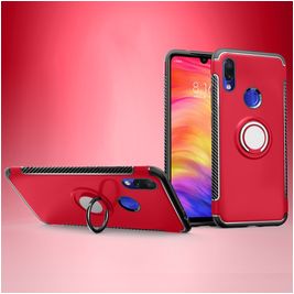 Mobigear Armor Ring Coque Xiaomi Redmi 7 Coque arrière Rigide Anti-Chocs avec Anneau-Support - Rouge