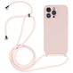 Mobigear Lanyard iPhone 14 Pro Max Coque avec cordon en Silicone - Sand Pink