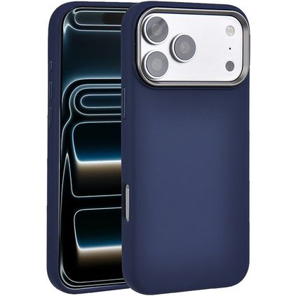 Valenta Silk iPhone 17 Pro Silicone MagSafe Coque arrière Antichoc - Bleu foncé