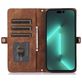 Mobigear Zipper Housse iPhone 14 Pro Etui Porte-Monnaie - Marron