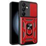 Mobigear Armor Ring Cam Slide Coque Samsung Galaxy S24 FE Coque arrière Rigide Anti-Chocs avec Anneau-Support et Protecteur Lentilles - Rouge