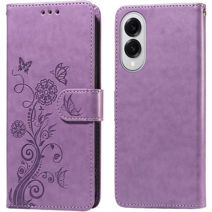 Mobigear Flowers Housse Samsung Galaxy S25 Edge Etui Porte-Monnaie - Violet