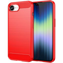 Mobigear Brushed Slim Coque iPhone 16e Coque arrière en TPU Souple - Rouge