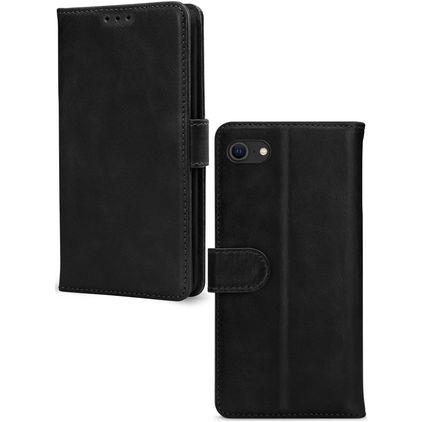 Mobilize Wallet Housse iPhone 8 Etui en Cuir Véritable Porte-Monnaie - Noir