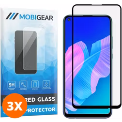Mobigear Premium Huawei P40 Lite E Verre trempé Protection d'écran - Compatible Coque - Noir (Lot de 3)